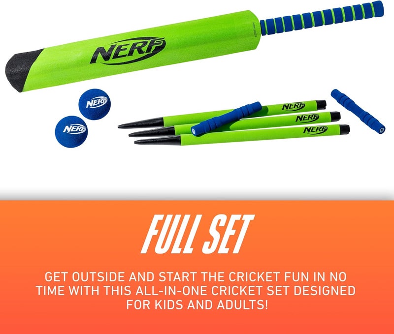 NERF Foam Cricket Set - Full Starter Cricket with 30" Bat, (2) Foam Balls + (3) Plastic Wickets - Perfect for Adults, Kids + Beginners - Full Set - Image 5